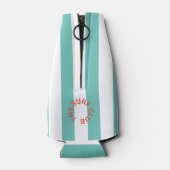 Het Surf Club Crest Turquoise Cabana Stripe Flesjeskoeler (Achterkant)