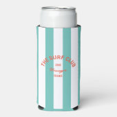 Het Surf Club Crest Turquoise Cabana Stripe Seltzer Blikjeskoeler (Seltzer Voorkant)