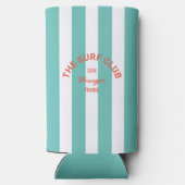 Het Surf Club Crest Turquoise Cabana Stripe Seltzer Blikjeskoeler (Achterkant)