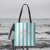 Het Surf Club Crest Turquoise Cabana Stripe Tote Bag