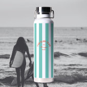 Het Surf Club Crest Turquoise Cabana Stripe Waterfles