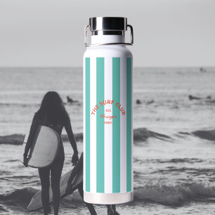 Het Surf Club Crest Turquoise Cabana Stripe Waterfles