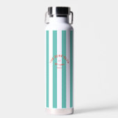 Het Surf Club Crest Turquoise Cabana Stripe Waterfles (Voorkant)