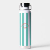 Het Surf Club Crest Turquoise Cabana Stripe Waterfles (Achterkant)