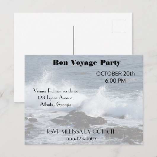 Het surf van de Stille Oceaan Uitnodiging Briefkaart (Voorkant / Achterkant)