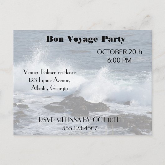 Het surf van de Stille Oceaan Uitnodiging Briefkaart (Voorkant)