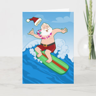 Het surfen Grappige Kerstmis van de Kerstman Feestdagen Kaart