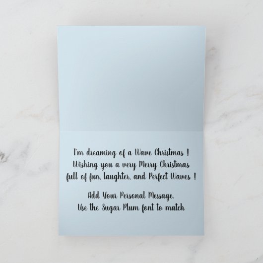 Het surfen Kerstman Feestdagen Kaart (Binnen)