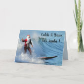 Het surfen Kerstman Feestdagen Kaart (Voorkant)