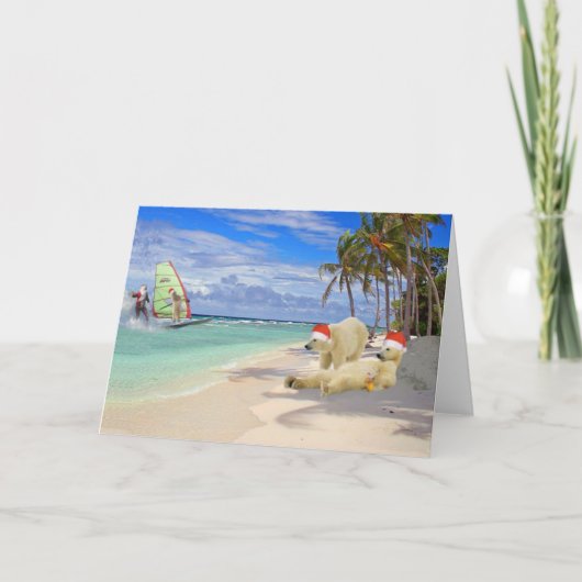 Het surfen Kerstmis van de Kerstman Feestdagen Kaart (Voorkant)