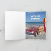Het surfen/Strand/OceaanVerjaardag Kaart (Binnen)