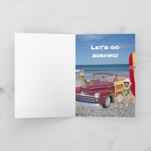 Het surfen/Strand/OceaanVerjaardag Kaart (Binnen)