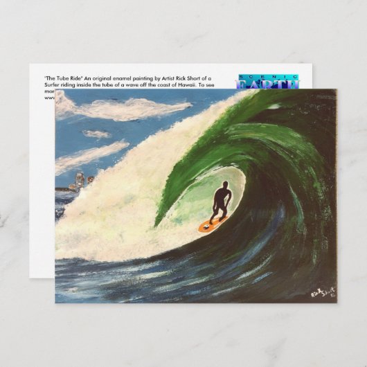 Het surfen Surfer het het Schilderen van de Kunst Briefkaart (Voorkant / Achterkant)