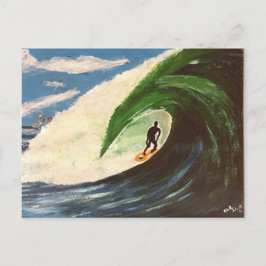 Het surfen Surfer het het Schilderen van de Kunst Briefkaart (Voorkant)