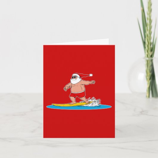 Het surfen van de kerstman feestdagen kaart (Voorkant)