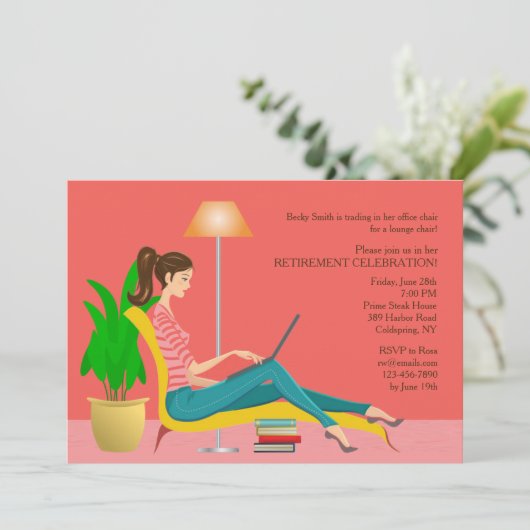 Het surfen van de Uitnodiging van de Pensionering  (Staand voorkant)