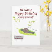 Het Surfen van de wind Slak, Grappige Kaart (Gele Bloem)