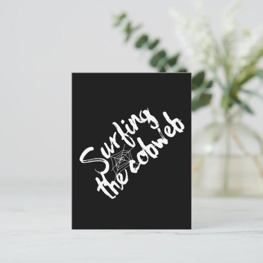 Het surfen van het Citaat Cobweb Briefkaart (Staand voorkant)