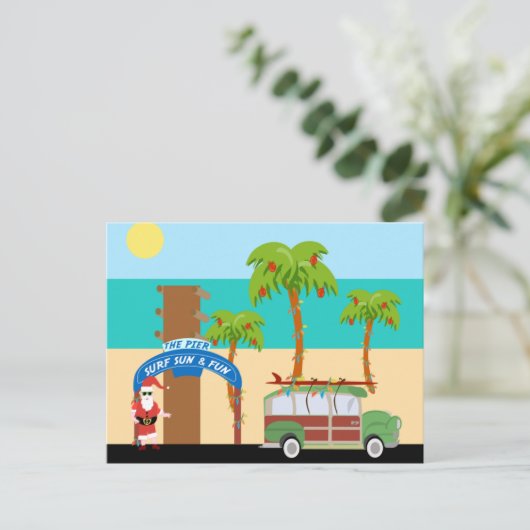 Het Surfen van Kerstmis Feestdagenkaart (Staand voorkant)