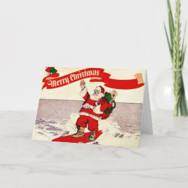 Het surfende Retro Wenskaart van de Kerstman Feestdagen Kaart