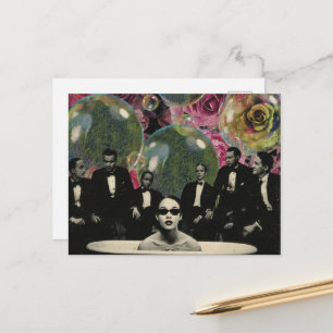 Het Surrealistische badkuip kijkers collage Briefkaart