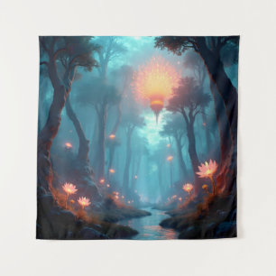 Het surrealistische bos van zwevende wonderen wandkleed