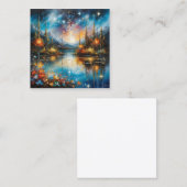 Het surrealistische, gespiegelde meer dat een ster vierkante visitekaartje (Voorkant / Achterkant)