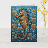 Het surrealistische zeepaardje kaart (Gele Bloem)