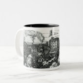 Het Swan Theater op de Bankside Tweekleurige Koffiemok (Voorkant links)