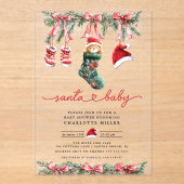 Het Sweet Arrival Baby shower van de Kerstman Acryl Uitnodigingen (Voorkant)