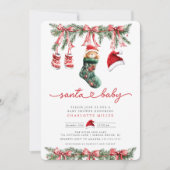 Het Sweet Arrival Baby shower van de Kerstman Kaart (Voorkant)