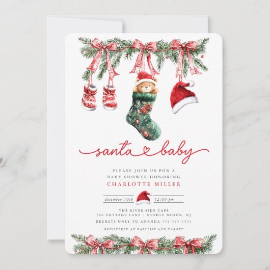 Het Sweet Arrival Baby shower van de Kerstman Kaart (Voorkant)