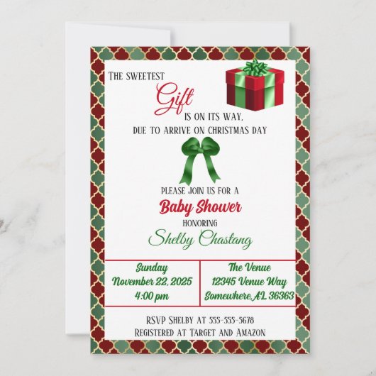 Het Sweetest Gift-kerstBaby shower Kaart (Voorkant)