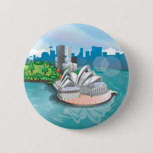 Het Sydney Opera House Ronde Button 5,7 Cm