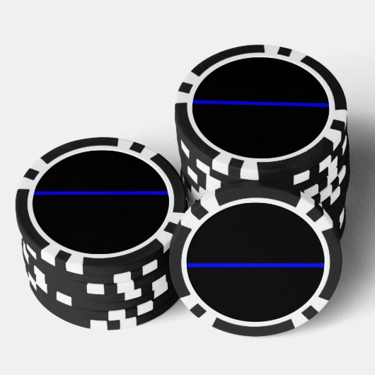 Het symbolische dun blauw lijnconcept poker chips (Opstapeling)