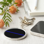 Het symbolische dun blauw lijndecor sleutelhanger (Zijkant)