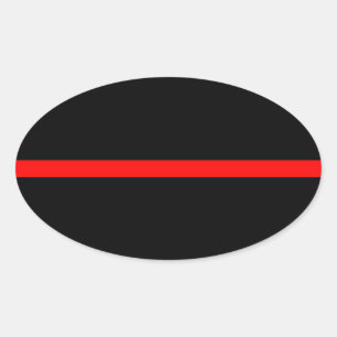 Het symbolische dun rode lijndecor op een ovale sticker