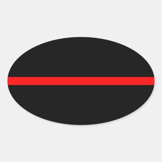 Het symbolische dun rode lijndecor op een ovale sticker (Voorkant)
