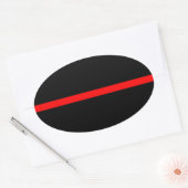 Het symbolische dun rode lijndecor op een ovale sticker (Envelop)