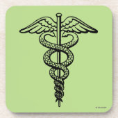 Het symbool Caduceus Bier Onderzetter (Voorkant)
