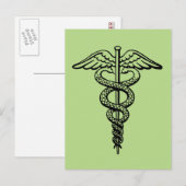 Het symbool Caduceus Briefkaart (Voorkant / Achterkant)