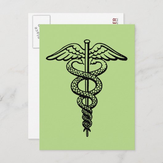 Het symbool Caduceus Briefkaart (Voorkant / Achterkant)