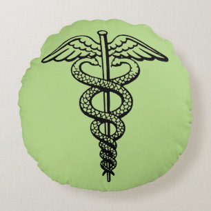 Het symbool Caduceus Rond Kussen