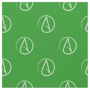 Het symbool van de atheïst: wit op groen stof