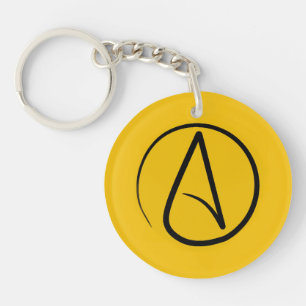 Het symbool van de atheïst: zwarte op geel sleutelhanger