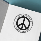Het symbool van de kant van de bibliotheek van de zelfinktende stempel