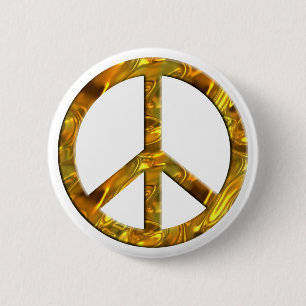 Het symbool van de VREDE - GOUD Ronde Button 5,7 Cm