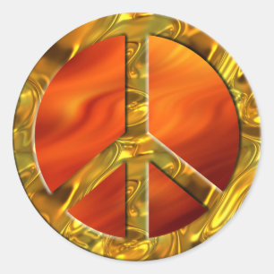 Het symbool van de VREDE - GOUDEN   brandrood Ronde Sticker