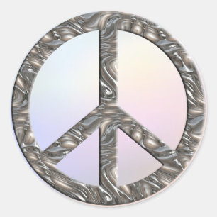 Het symbool van de VREDE - ZILVEREN gekleurd Ronde Sticker