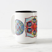 Het symbool van de vreedzame gebaar tweekleurige koffiemok (Voorkant links)